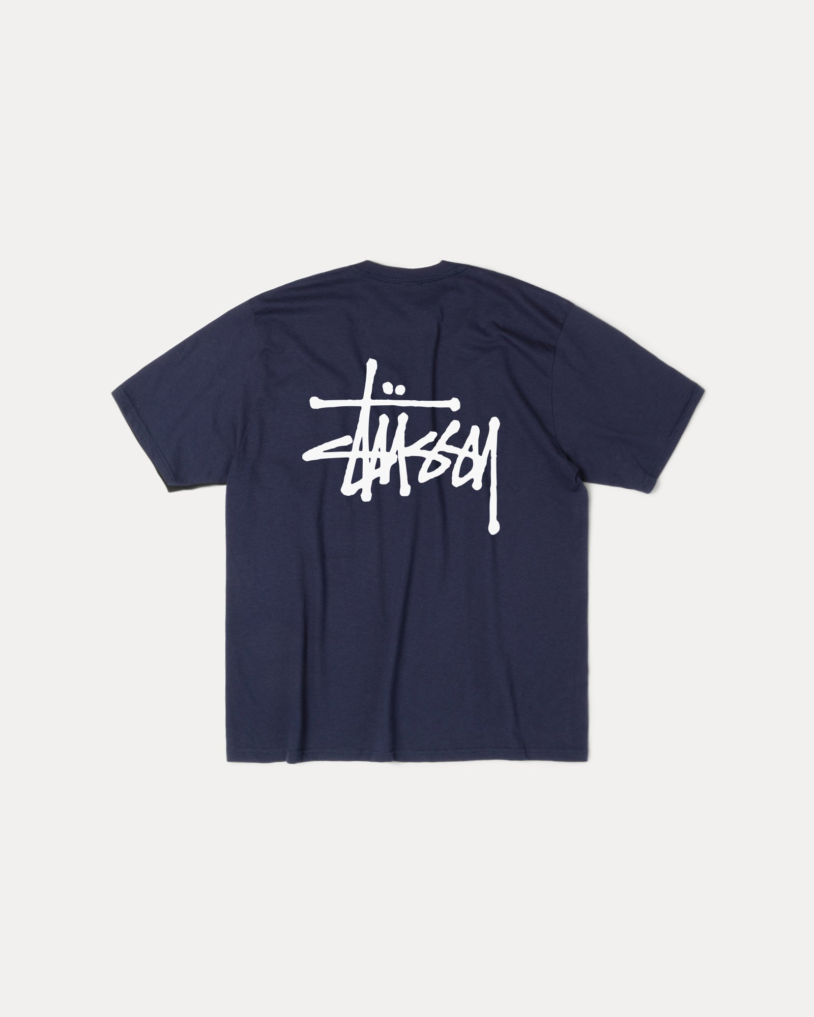 Basic Stussy Tee Mens Short Sleeve In Navy | hero:main:collection:new-arrivals,shirts,tops-shirts,all,tees,outerwear,denim,knits,accessories,sunglasses,hoodies,sweats,mens-hoodies-sweatshirts,shorts,pants,bottoms