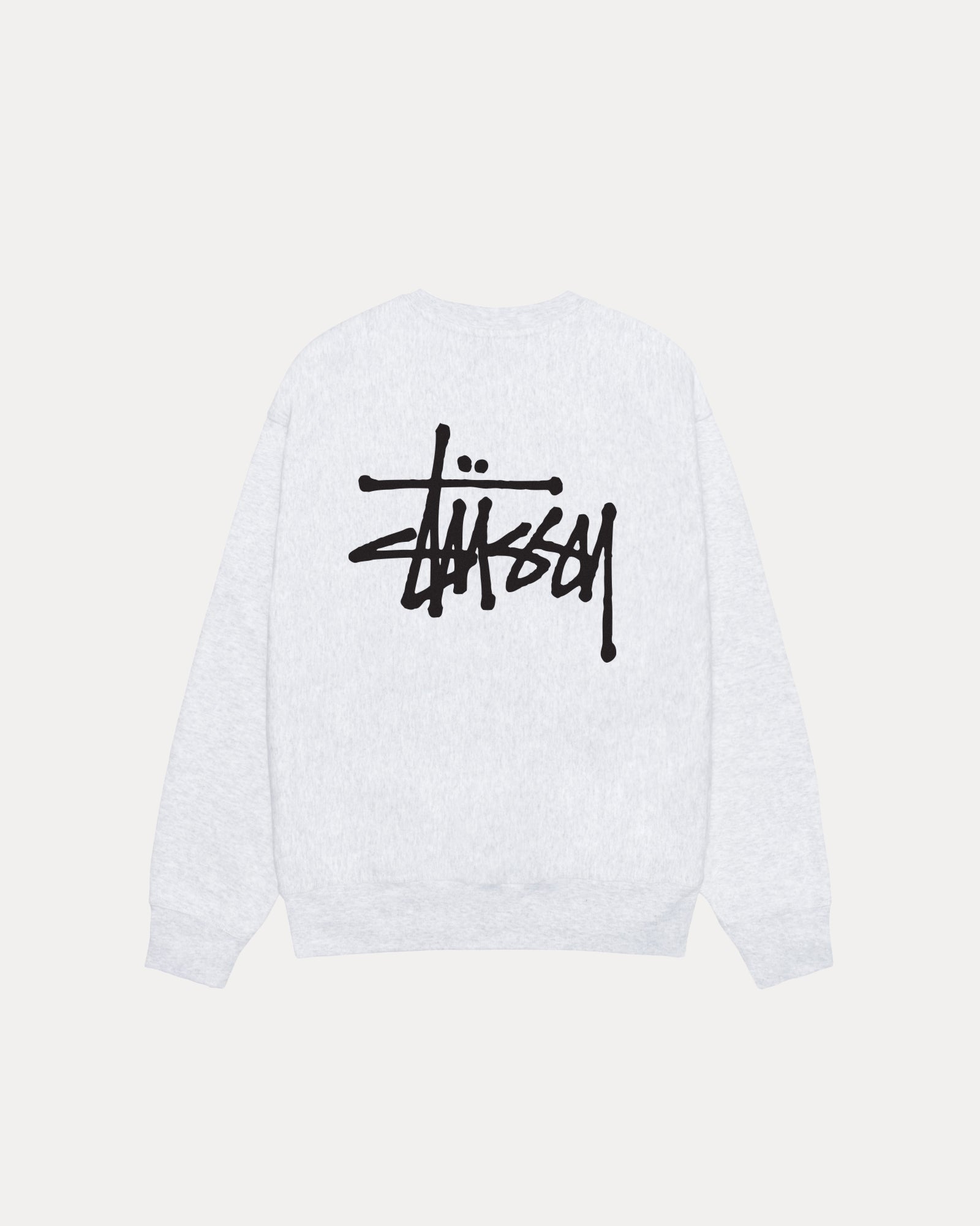 Basic Stussy Crew Mens Long Sleeve In Ash Heather | hero:main:collection:new-arrivals,shirts,tops-shirts,all,tees,outerwear,denim,knits,accessories,sunglasses,hoodies,sweats,mens-hoodies-sweatshirts,shorts,pants,bottoms
