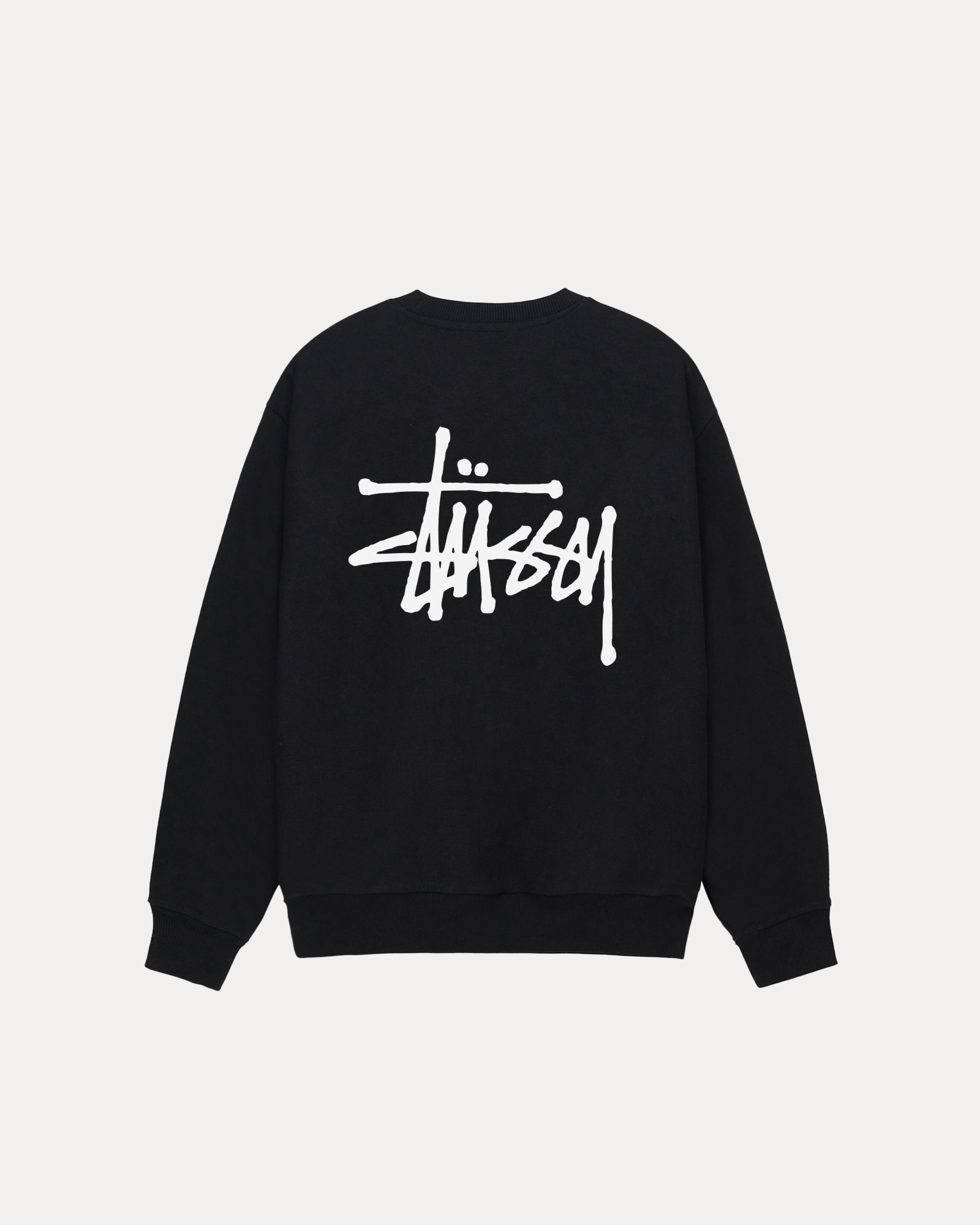 Basic Stussy Crew Mens Long Sleeve In Black | hero:main:collection:new-arrivals,shirts,tops-shirts,all,tees,outerwear,denim,knits,accessories,sunglasses,hoodies,sweats,mens-hoodies-sweatshirts,shorts,pants,bottoms