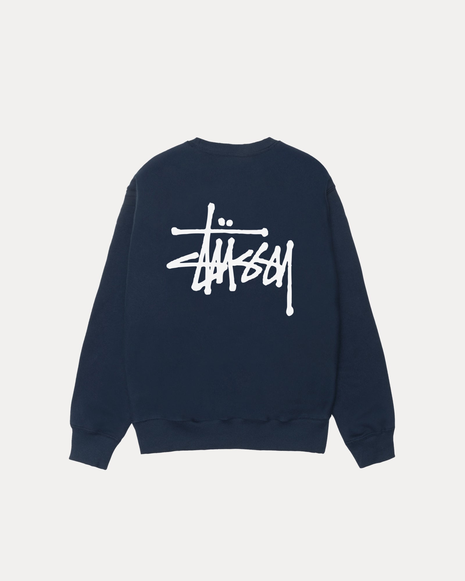 Basic Stussy Crew Mens Long Sleeve In Navy | hero:main:collection:new-arrivals,shirts,tops-shirts,all,tees,outerwear,denim,knits,accessories,sunglasses,hoodies,sweats,mens-hoodies-sweatshirts,shorts,pants,bottoms