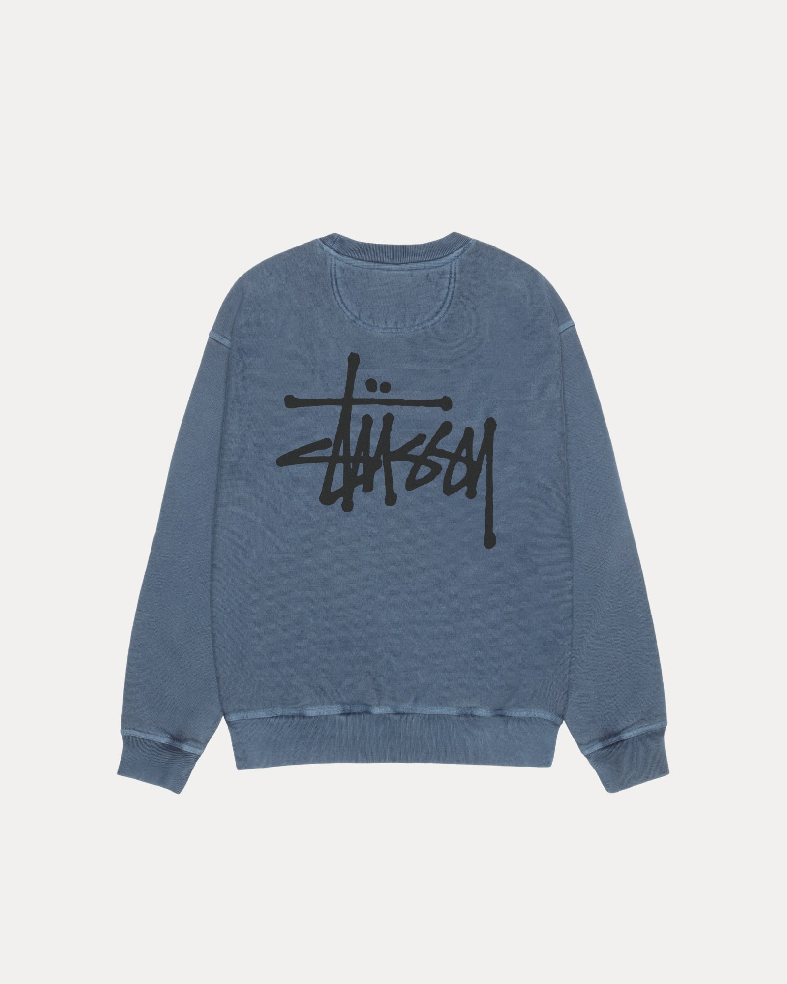 Basic Stussy Pig. Dyed Crew Mens Long Sleeve In Navy | hero:main:collection:new-arrivals,shirts,tops-shirts,all,tees,outerwear,denim,knits,accessories,sunglasses,hoodies,sweats,mens-hoodies-sweatshirts,shorts,pants,bottoms