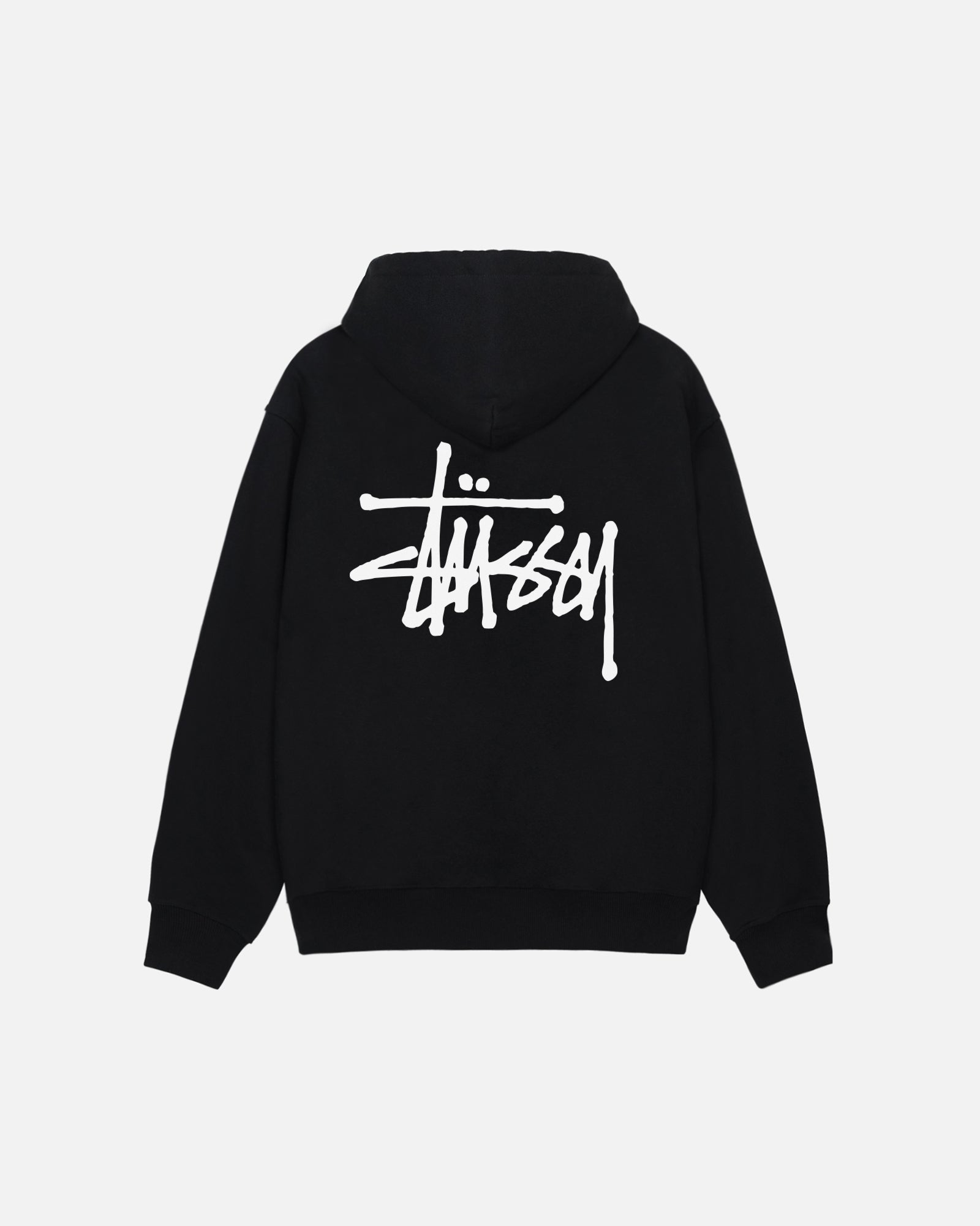 Basic Stussy Hood Mens Long Sleeve In Black | hero:main:collection:new-arrivals,shirts,tops-shirts,all,tees,outerwear,denim,knits,accessories,sunglasses,hoodies,sweats,mens-hoodies-sweatshirts,shorts,pants,bottoms