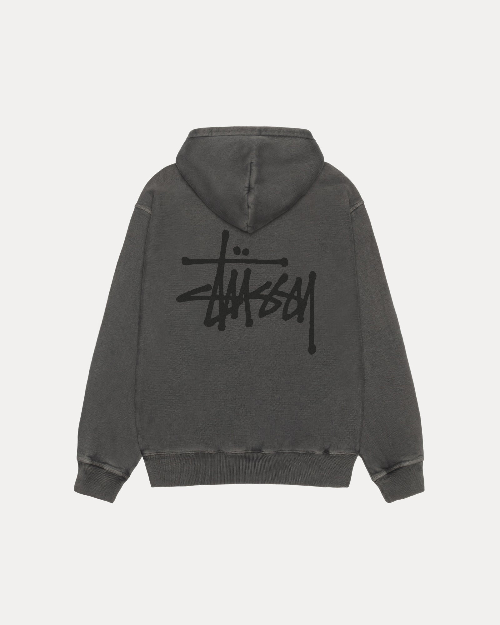 Basic Stussy Pig. Dyed Hood Mens Long Sleeve In Black/black | hero:main:collection:new-arrivals,shirts,tops-shirts,all,tees,outerwear,denim,knits,accessories,sunglasses,hoodies,sweats,mens-hoodies-sweatshirts,shorts,pants,bottoms