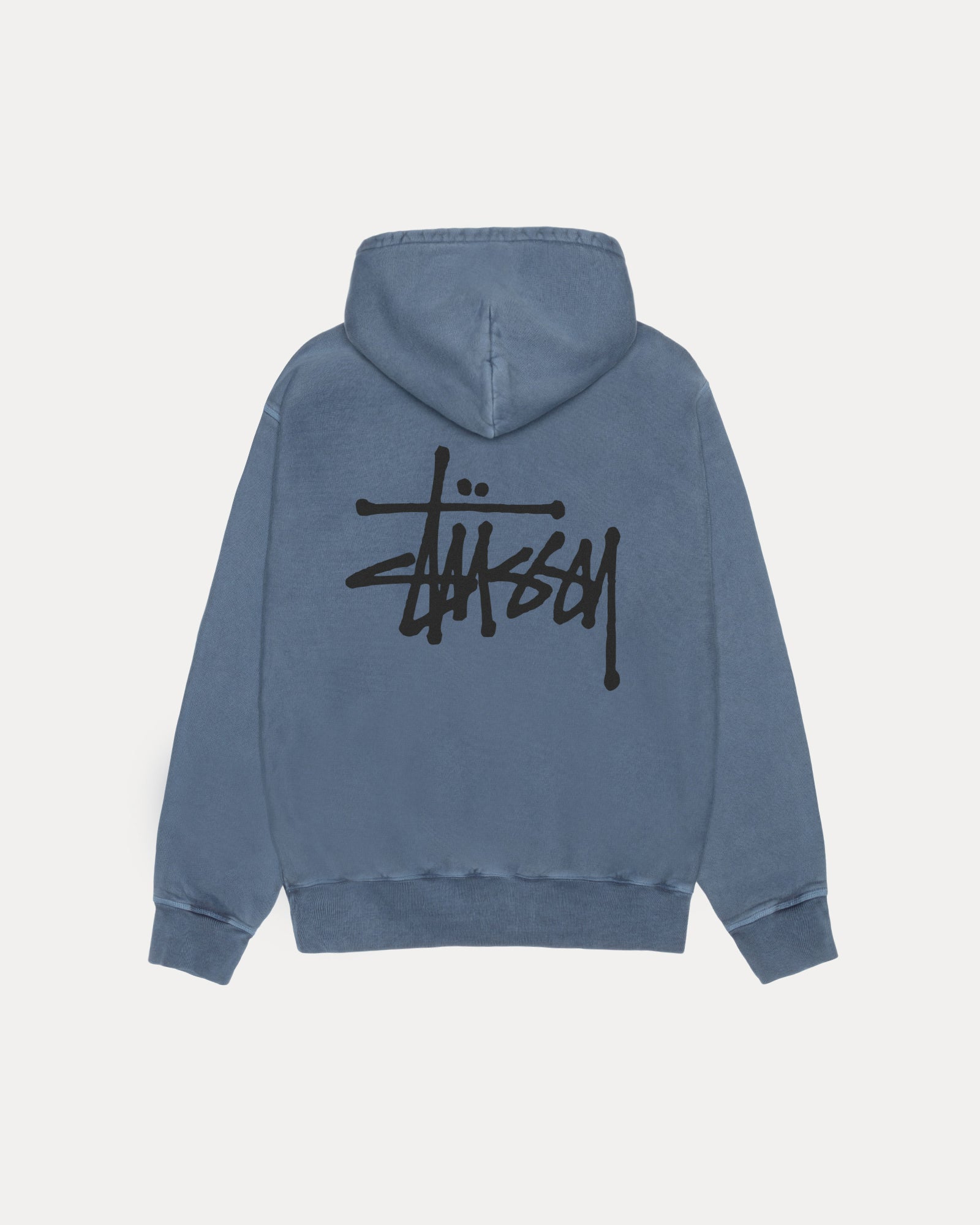 Basic Stussy Pig. Dyed Hood Mens Long Sleeve In Navy | hero:main:collection:new-arrivals,shirts,tops-shirts,all,tees,outerwear,denim,knits,accessories,sunglasses,hoodies,sweats,mens-hoodies-sweatshirts,shorts,pants,bottoms