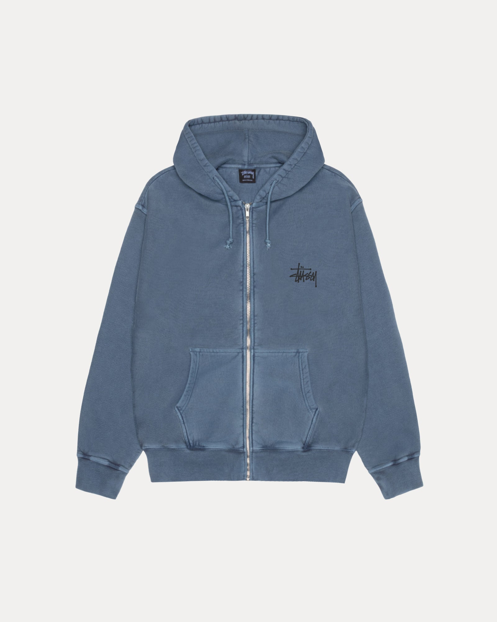 Basic Stussy Pig Dyed Zip Hood Mens Long Sleeve In Navy | hero:main:collection:new-arrivals,shirts,tops-shirts,all,tees,outerwear,denim,knits,accessories,sunglasses,hoodies,sweats,mens-hoodies-sweatshirts,shorts,pants,bottoms