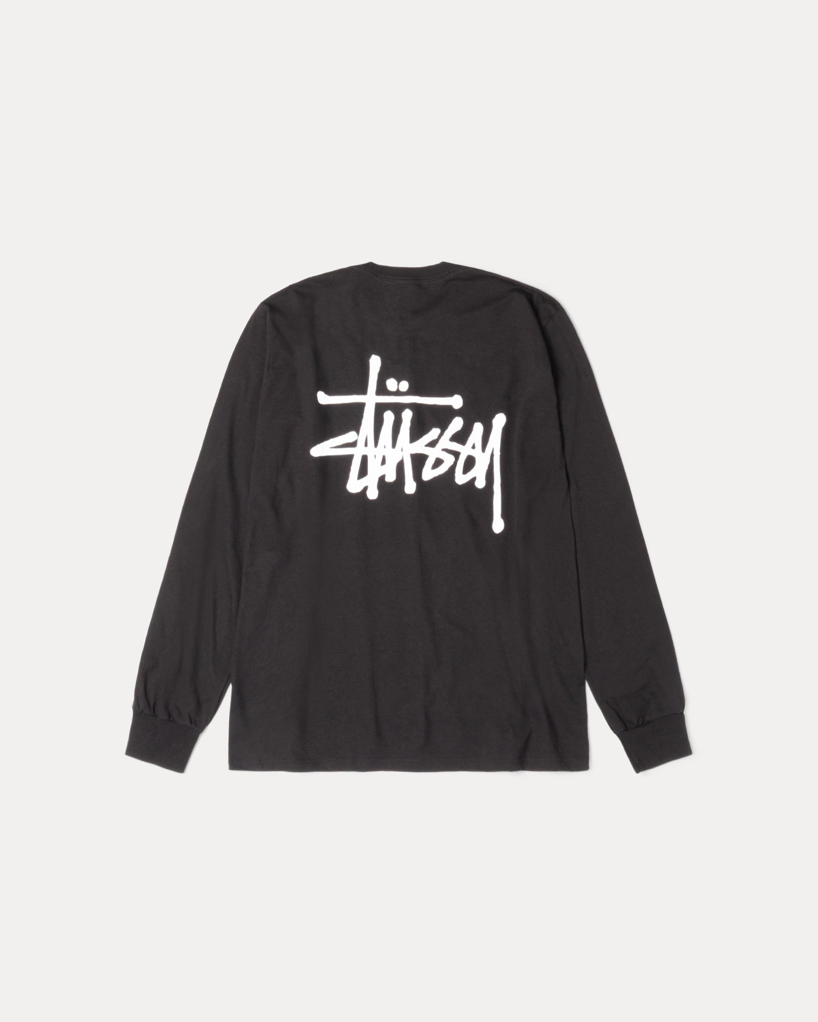 Basic Stussy Ls Tee Mens Long Sleeve In Black | hero:main:collection:new-arrivals,shirts,tops-shirts,all,tees,outerwear,denim,knits,accessories,sunglasses,hoodies,sweats,mens-hoodies-sweatshirts,shorts,pants,bottoms