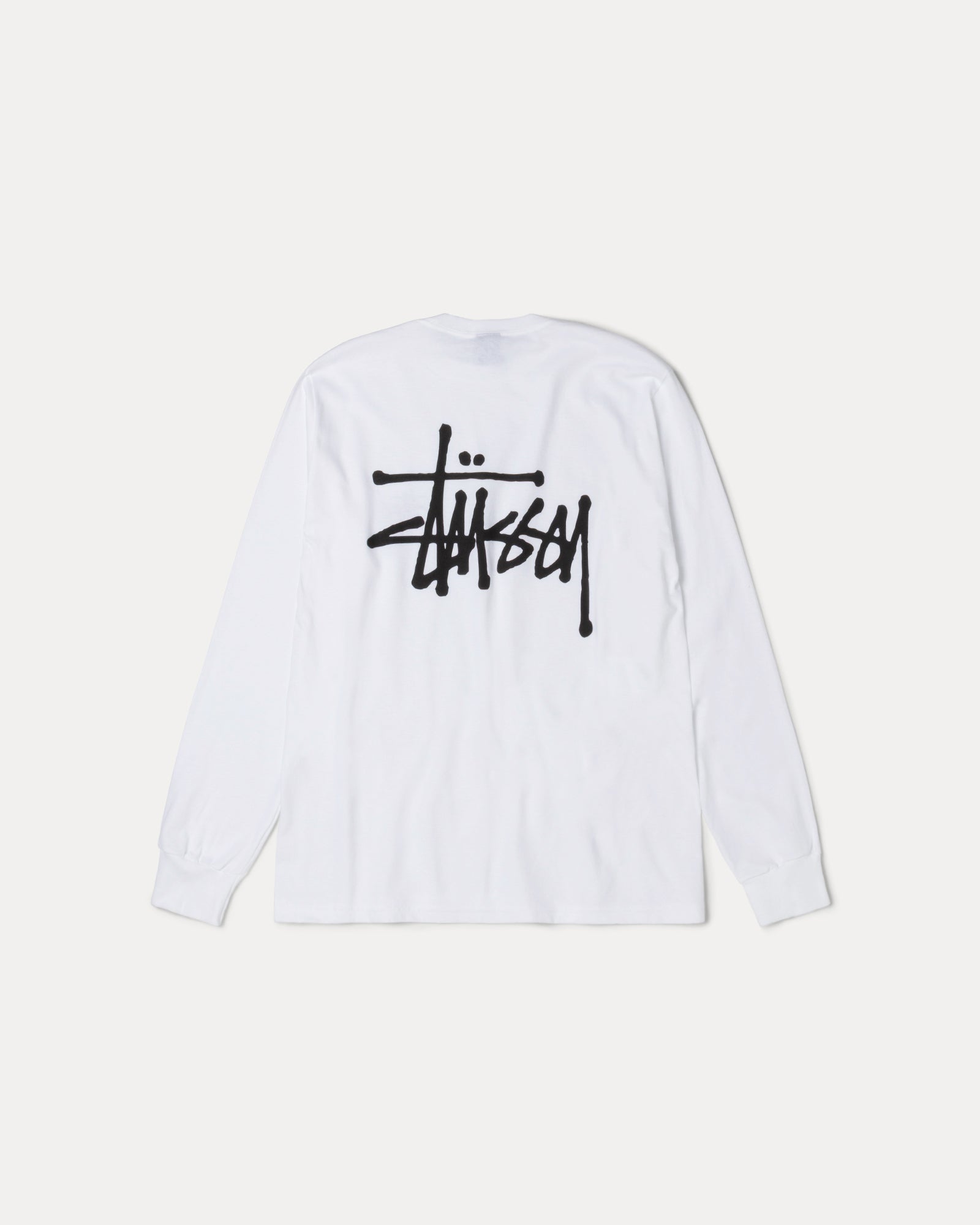 Basic Stussy Ls Tee Mens Long Sleeve In White | hero:main:collection:new-arrivals,shirts,tops-shirts,all,tees,outerwear,denim,knits,accessories,sunglasses,hoodies,sweats,mens-hoodies-sweatshirts,shorts,pants,bottoms