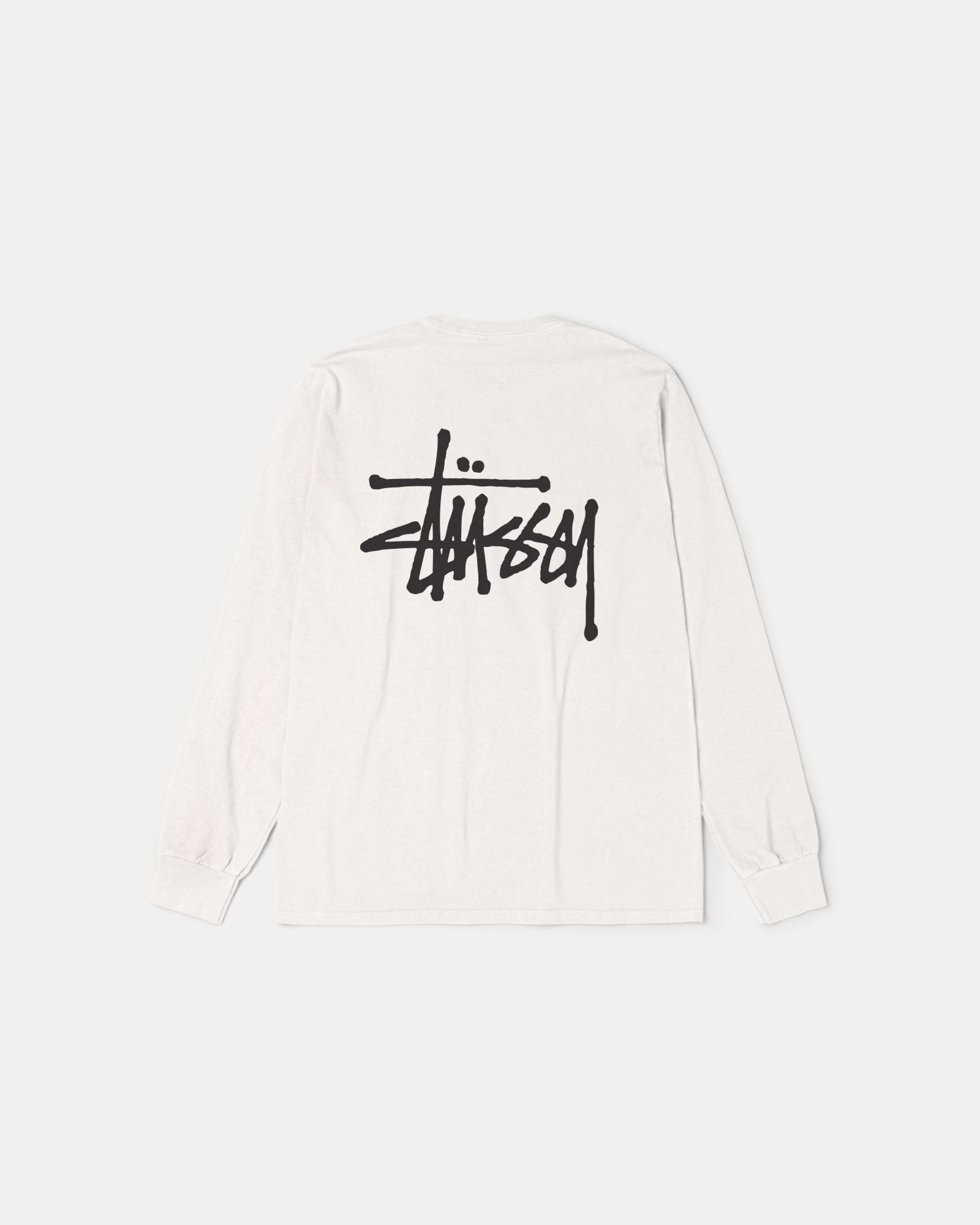 Basic Stussy Pig. Dyed Ls Tee Mens Long Sleeve In Natural | hero:main:collection:new-arrivals,shirts,tops-shirts,all,tees,outerwear,denim,knits,accessories,sunglasses,hoodies,sweats,mens-hoodies-sweatshirts,shorts,pants,bottoms